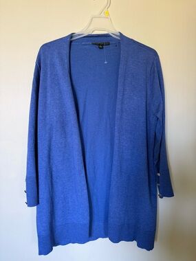 Cyrus Open-Front Royal Blue Cardigan Sweater